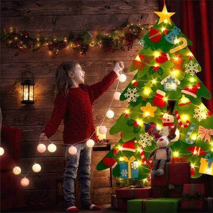 Juego de Árbol de Navidad de Fieltro de Bricolaje + 3 metros de Luces GRATIS
