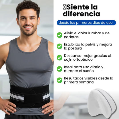 Pack Alivio 24/7® | Cinturón Sacroilíaco + Cojín Ortopédico(REGALO)