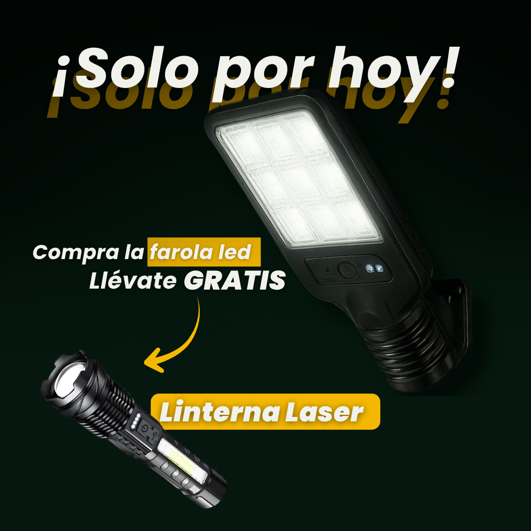 Farola Solar Led con Sensor + Linterna Tactica Laser GRATIS (SOLO HOY)