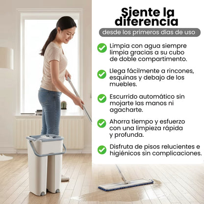 MOPA FREGONA 360º + CUBO AUTOESCURRIBLE + 3 RECAMBIOS GRATIS