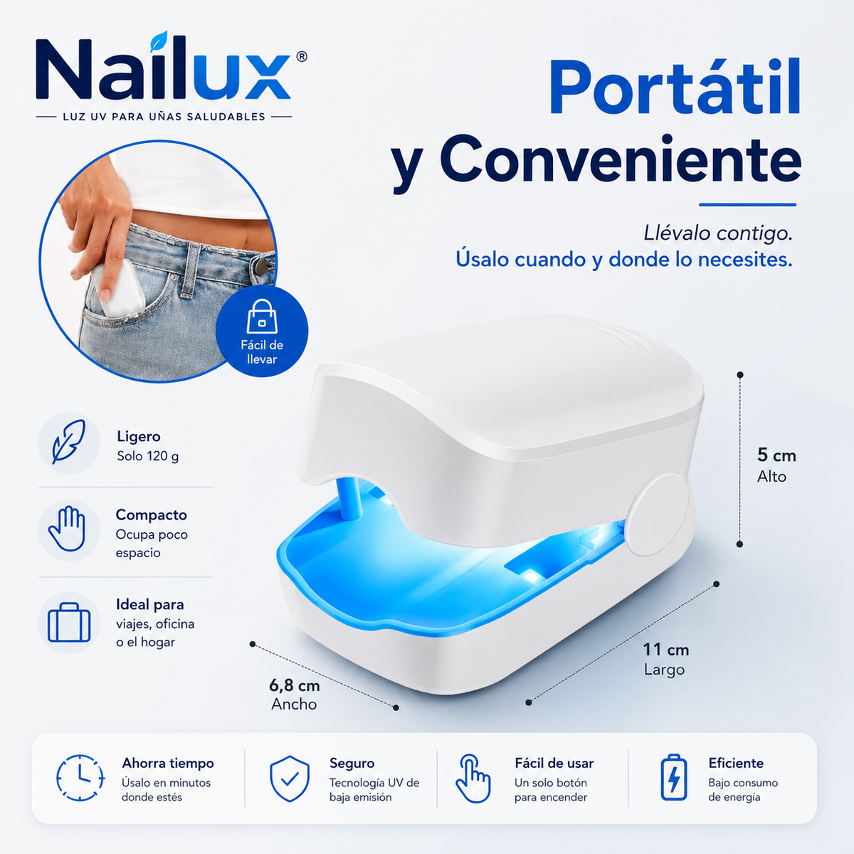 Nailux™ | Luz LED para uñas amarillas y deterioradas — 7 minutos al día desde casa, sin dolor y sin gastar cientos en sesiones. (Pruébalo 30 días) + HOY Aceite Reparador de Jengibre GRATIS