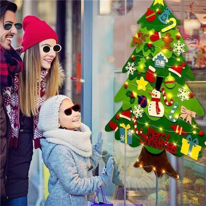 Juego de Árbol de Navidad de Fieltro de Bricolaje + 3 metros de Luces GRATIS