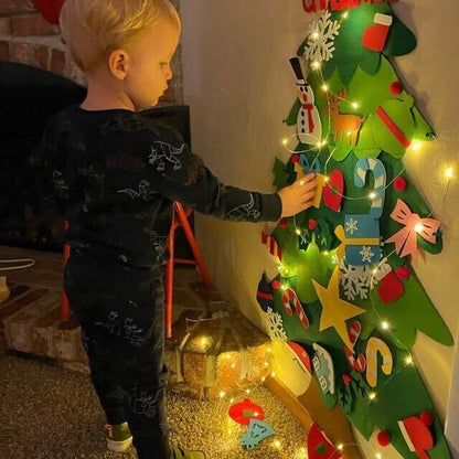 Juego de Árbol de Navidad de Fieltro de Bricolaje + 3 metros de Luces GRATIS