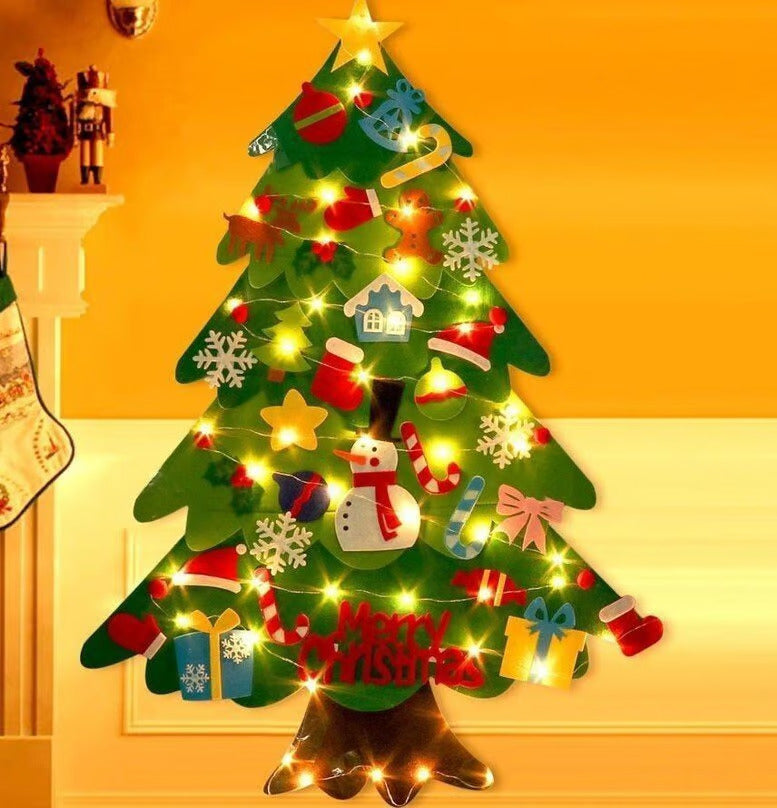 Juego de Árbol de Navidad de Fieltro de Bricolaje + 3 metros de Luces GRATIS