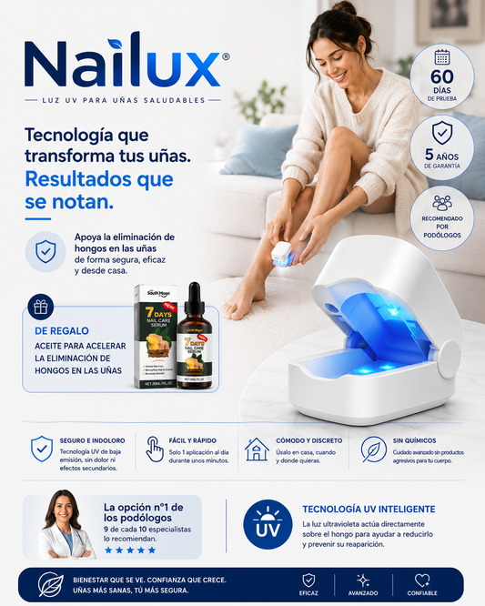 Nailux™ | Luz LED para uñas amarillas y deterioradas — 7 minutos al día desde casa, sin dolor y sin gastar cientos en sesiones. (Pruébalo 30 días) + HOY Aceite Reparador de Jengibre GRATIS