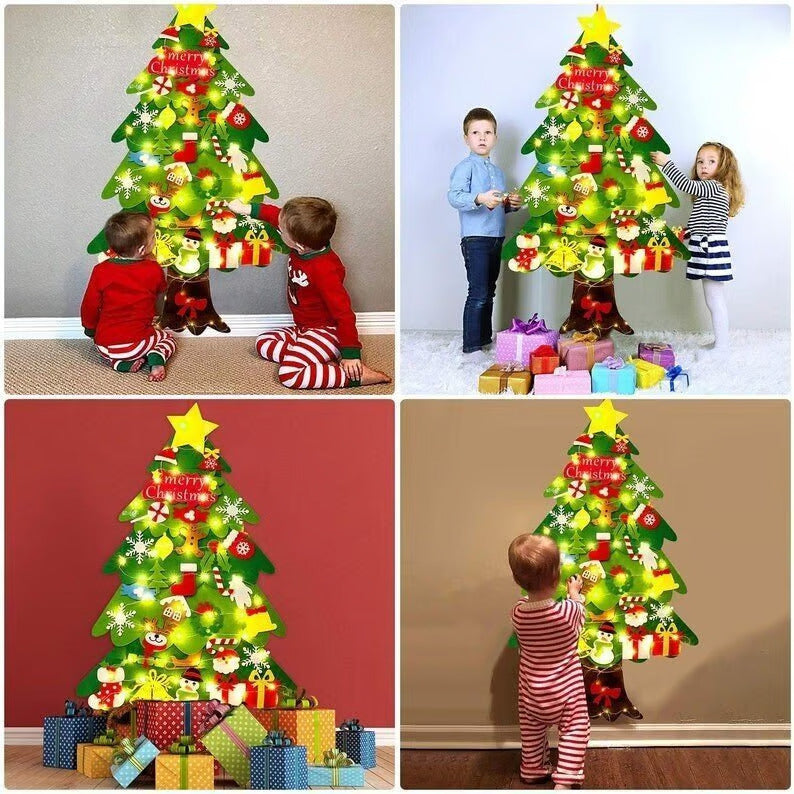 Juego de Árbol de Navidad de Fieltro de Bricolaje + 3 metros de Luces GRATIS
