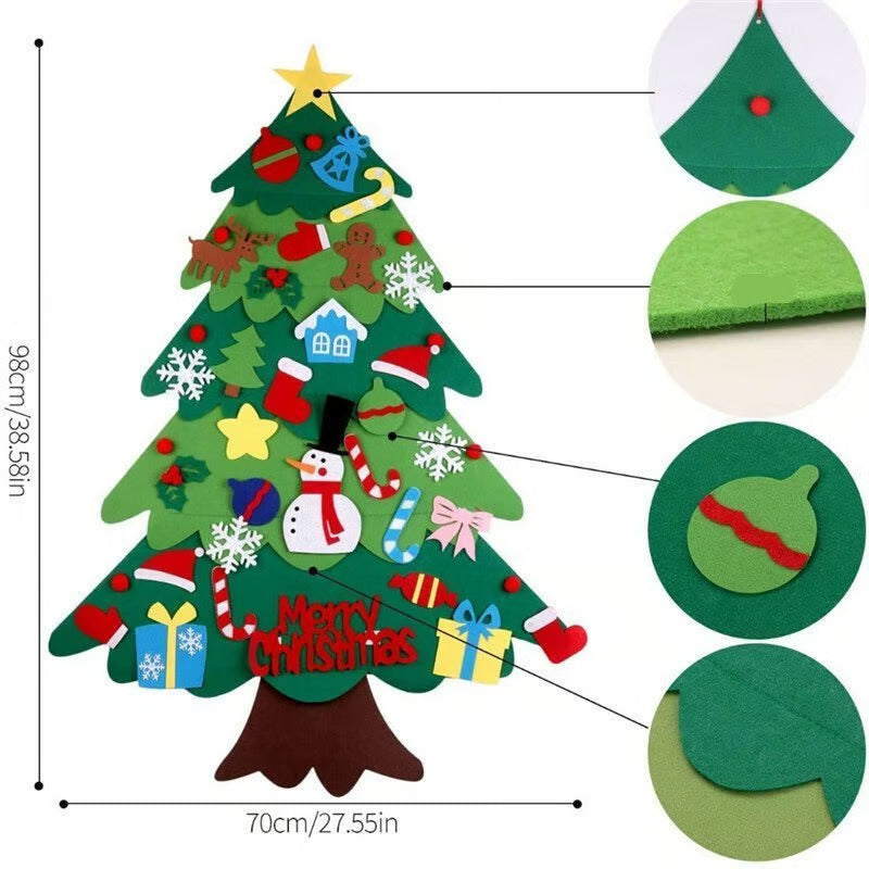 Juego de Árbol de Navidad de Fieltro de Bricolaje + 3 metros de Luces GRATIS