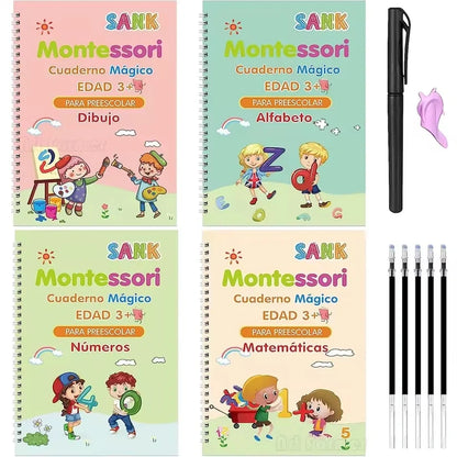 Kit x4 Libros de Caligrafía con Tinta Mágica Reutilizable + REGALO
